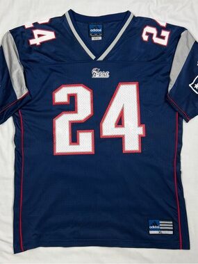 ADIDAS Vintage Ty Law #24 New England Patriots Men’s Blue XL Jersey PERFECT!